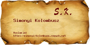 Simonyi Kolombusz névjegykártya